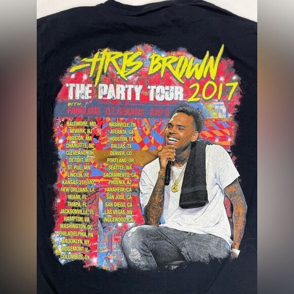 Chris Brown The Party Tour 2017 Graphic T-shirt Women Small Black Short Sleeve - Picture 4 of 6